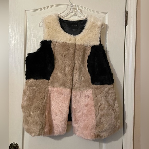 Lane Bryant Color Blocked Faux Fur Vest Jacket Size 18/20 Lined Fall Chic - Picture 7 of 8